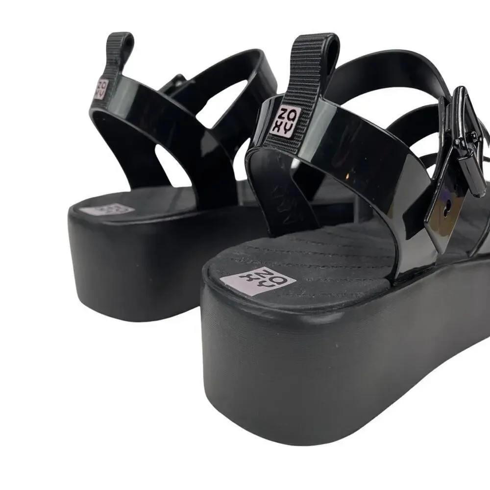 Zaxy Women's 18059 Future Platform Vanilla Scent Chunky Sandals in Black Size 8